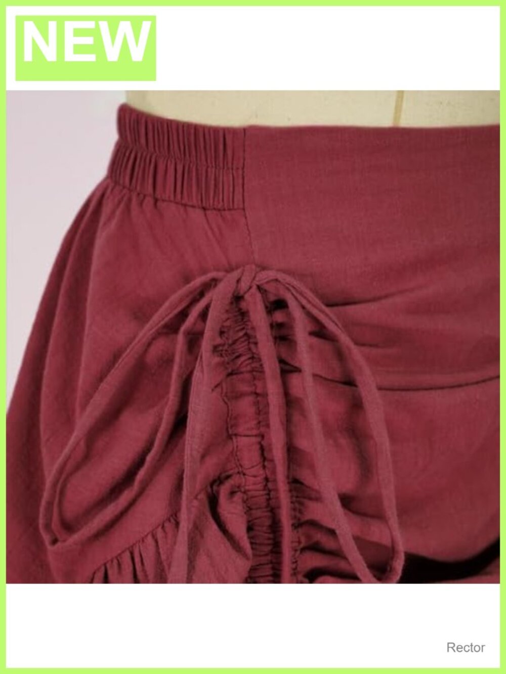 Cotton Linen Renaissance High-Low Drawstring Ruffle Maxi Skirt - Picture 5 of 6